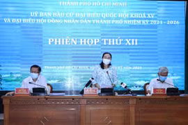 Quang cảnh Phiên họp XII của Ủy ban Bầu cử Thành phố Hồ Chí Minh. (Ảnh: Xuân Khu/TTXVN)