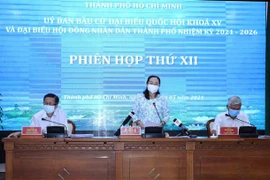 Quang cảnh Phiên họp XII của Ủy ban Bầu cử Thành phố Hồ Chí Minh. (Ảnh: Xuân Khu/TTXVN)