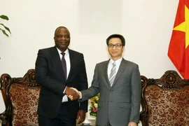 Phó Thủ tướng Chính phủ Vũ Đức Đam tiếp Bộ trưởng Bộ Viễn thông và Công nghệ thông tin Angola, ông José Carvalho da Rocha đang thăm và làm việc tại Việt Nam. (Ảnh: Nguyễn Dân/TTXVN)