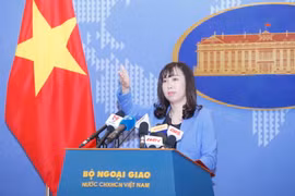 Người Phát ngôn Bộ Ngoại giao Lê Thị Thu Hằng trả lời các câu hỏi của phóng viên trong nước và quốc tế. (Ảnh: Doãn Tấn/TTXVN)