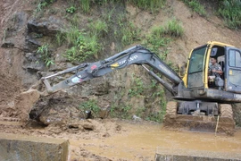 Mưa lũ gây sạt lở tại Lào Cai. (Ảnh minh họa: Hương Thu/TTXVN)