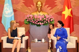 Chủ tịch Quốc hội Nguyễn Thị Kim Ngân tiếp Hoàng Hậu Hà Lan Máxima, Đặc phái viên của Tổng Thư ký Liên hợp quốc về tài chính bao trùm vì phát triển đang ở thăm và làm việc tại Việt Nam. (Ảnh: Trọng Đức/TTXVN)