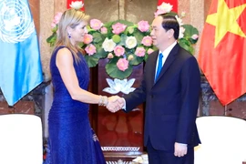 Chủ tịch nước Trần Đại Quang tiếp Hoàng hậu Vương quốc Hà Lan. (Ảnh: Nhan Sáng/TTXVN)