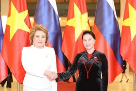 Chủ tịch Quốc hội Nguyễn Thị Kim Ngân và Chủ tịch Hội đồng Liên bang Nga Valentina Ivanovna Matvienko hội đàm. (Ảnh: Trọng Đức/TTXVN)