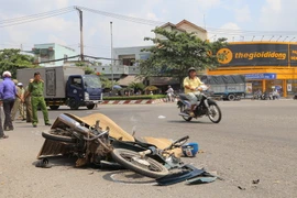 Hiện trường vụ tai nạn. (Ảnh: Nam Thái/TTXVN)