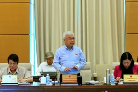 Chủ nhiệm Ủy ban Văn hóa, Giáo dục, Thanh niên, Thiếu niên và Nhi đồng của Quốc hội Phan Thanh Bình phát biểu. (Ảnh: Nguyễn Dân/TTXVN)