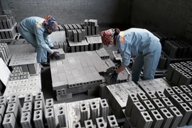 Sản xuất gạch không nung. (Nguồn: TTXVN)