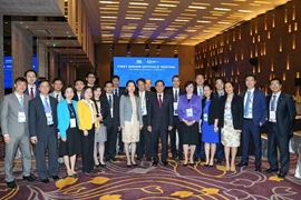 Chủ tịch SOM APEC 2017 Bùi Thanh Sơn và các đại biểu Việt Nam tại Hội nghị. (Ảnh: Doãn Tấn/TTXVN)