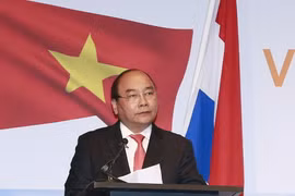 Thủ tướng Nguyễn Xuân Phúc tham dự và phát biểu tại Diễn đàn Doanh nghiệp Việt Nam-Hà Lan. (Ảnh: Thống Nhất/TTXVN) 