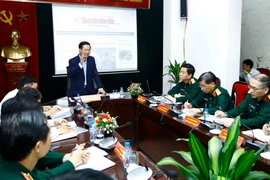 Trưởng Ban Tuyên giáo Trung ương Võ Văn Thưởng phát biểu tại buổi làm việc. (Ảnh: An Đăng/TTXVN)