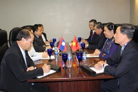 Ủy viên Bộ Chính trị, Phó Chủ tịch thường trực Quốc hội Tòng Thị Phóng tiếp Chủ tịch Quốc hội Lào Pany Yathotou trong khuôn khổ tham dự AIPA-38 tại Manila, Philippines ngày 15/9. (Ảnh: Việt Dũng/Vietnam+)