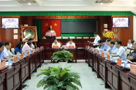 Quang cảnh buổi làm việc. (Ảnh: Trung Hiếu/TTXVN)