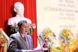 Ông Khamsene Phommaseng, Tổng Lãnh sự nước Cộng hòa Dân chủ Nhân dân Lào tại Đà Nẵng, phát biểu tại lễ kỷ niệm. (Ảnh: Trần Lê Lâm/TTXVN)