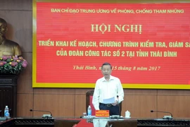 Thượng tướng Tô Lâm, Ủy viên Bộ Chính trị, Bộ trưởng Bộ Công an, Phó Trưởng Ban Chỉ đạo Trung ương về phòng, chống tham nhũng phát biểu tại buổi làm việc. (Ảnh: Nguyễn Công Hải/TTXVN)