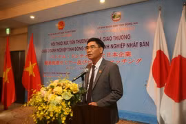 Phó Chủ tịch Ủy ban nhân dân tỉnh Đồng Nai Trần Văn Vĩnh phát biểu tại buổi hội thảo. (Ảnh: Thành Hữu/Vietnam+)