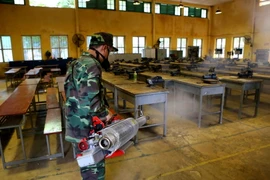 Phun thuốc diệt muỗi. (Ảnh: Thành Đạt/TTXVN)