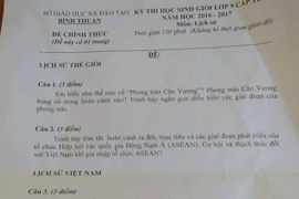 Sai sót trong đề thi Lịch sử.