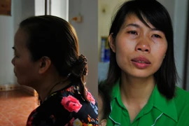 Chị Nguyễn Thị Nhài và Bùi Thị Hương, 2 trong số 19 cựu cán bộ chuyên trách dân số đang rơi vào hoàn cảnh bi đát sau kỳ tuyển dụng viên chức vừa qua tại huyện Thạch Thất, Hà Nội. (Ảnh: Võ Phương/Vietnam+)