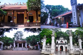 Thăng Long tứ trấn là khái niệm xuất hiện trong dân gian để chỉ về 4 ngôi đền thiêng trấn giữ tứ phương thành Thăng Long gồm: đền Bạch Mã, đền Voi Phục, đền Kim Liên và đền Quán Thánh. (Ảnh: Võ Phương/Vietnam+)