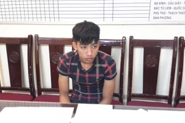 Đối tượng Nguyễn Chính Ân tại cơ quan điều tra (Ảnh: Võ Phương/Vietnam+)