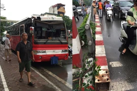 Thủ phạm hạ gục thanh chắn giới hạn chiều cao của cầu vượt (Ảnh: Cộng tác viên)