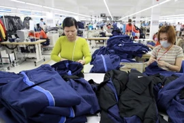 May hàng xuất khẩu sang thị trường Nhật Bản tại Công ty Cổ phần May Hưng Việt, Khu công nghiệp Phố Nối, tỉnh Hưng Yên. (Ảnh: Trần Việt/TTXVN)