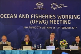 Đoàn chủ tịch cuộc họp Nhóm công tác về nghề cá và đại dương (OFWG). (Ảnh: Nguyễn Khang/TTXVN)