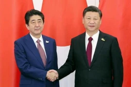 Thủ tướng Nhật Bản Shinzo Abe và Chủ tịch Trung Quốc Tập Cận Bình. (Ảnh: Kyodo/TTXVN)