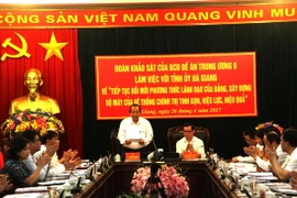Phó Thủ tướng Trương Hòa Bình phát biểu tại buổi làm việc với Ban Thường vụ Tỉnh ủy Hà Giang. (Ảnh: Minh Tâm/TTXVN)