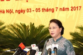 Chủ tịch Quốc hội Nguyễn Thị Kim Ngân phát biểu. (Ảnh: Trọng Đức/TTXVN)