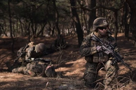 Binh sỹ Mỹ tham gia tập trận tại thành phố cảng Pohang, miền Đông Nam Hàn Quốc. (Ảnh: AFP/TTXVN) 
