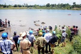 Khu vực 4 học sinh bị đuối nước. (Ảnh: Thế Lập/TTXVN)