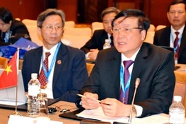 Chánh án Tòa án nhân dân tối cao Việt Nam Nguyễn Hòa Bình phát biểu tại hội nghị. (Ảnh: Sơn Nam/TTXVN)
