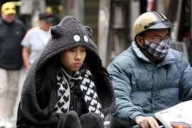 Ra đường ngày này sẽ thấy đủ các mốt thời trang chống rét. (Ảnh: Nhật Anh/TTXVN)