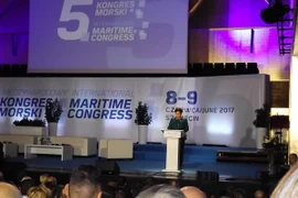 Thủ tướng Ba Lan Beata Szydlo phát biểu tại Hội nghị. (Nguồn: CTV Việt-Ba)
