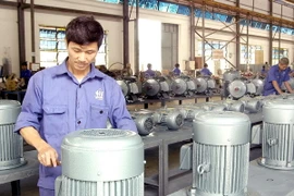 Sản xuất động cơ điện tại Công ty cổ phần chế tạo điện cơ Hà Nội. (Ảnh: Minh Đông/TTXVN)