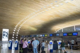 Hành khách xếp hàng tại máy làm thủ tục tự động của hãng Air France. (Ảnh: EPA/TTXVN)