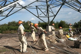 Công trình đường dây 220 kV Cầu Bông-Hóc Môn rẽ Bình Tân cấp điện cho TP. Hồ Chí Minh, do Ban Quản lý dự án các công trình điện miền Nam (EVN NPT) thực hiện đúng tiến độ do thu xếp đủ nguồn vốn. (Ảnh: Ngọc Hà/TTXVN)
