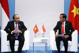 Thủ tướng Nguyễn Xuân Phúc gặp Tổng thống Indonesia Joko Widodo. (Ảnh: Thống Nhất/TTXVN)