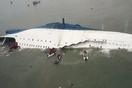Hiện trường vụ chìm phà SEWOL. (Nguồn: Yonhap)