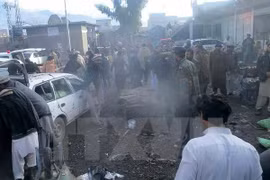 Hiện trường vụ đánh bom ở Parachinar, Pakistan. (Nguồn: AFP/TTXVN)