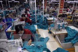 Một dây chuyền may hàng xuất khẩu. (Ảnh: Vũ Sinh/TTXVN)