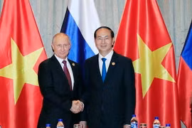 Chủ tịch nước Trần Đại Quang gặp Tổng thống Nga Vladimir Putin. (Ảnh: TTXVN)