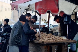 Người dân tại một khu chợ ở thành phố Hama, Syria. (Nguồn: THX/TTXVN) 