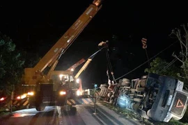 Hiện trường vụ tai nạn. (Ảnh: TTXVN phát)