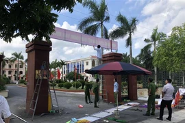 Hiện trường vụ tai nạn lao động. (Ảnh: TTXVN phát)