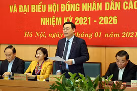Bí thư Thành ủy Vương Đình Huệ phát biểu chỉ đạo tại hội nghị trực tuyến triển khai công tác bầu cử, ngày 23/1. (Ảnh: Vietnam+)