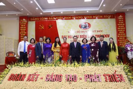 Đồng chí Bí thư Thành ủy Hà Nội Vương Đình Huệ dự Đại hội đại biểu lần thứ XXIV huyện Mỹ Đức. (Ảnh: Vietnam+)