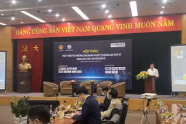 Thứ trưởng Nguyễn Sinh Nhật Tân phát biểu tại Hội thảo: Phát triển thị trường cho doanh nghiệp Thương mại điện tử trong bối cảnh chuyển đổi số. (Ảnh: Đức Duy/Vietnam+)