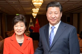 Chủ tịch Trung Quốc Tập Cận Bình và Tổng thống Hàn Quốc Park Geun-hye. (Ảnh: THX/TTXVN)